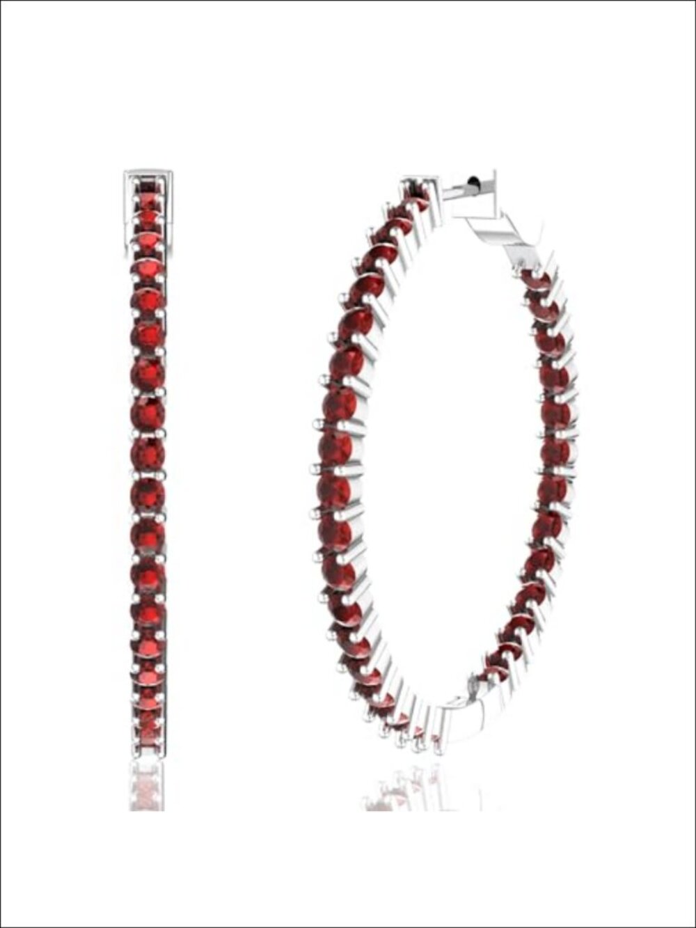 925 Sterling Silver Birthstone Hoop Earrings 62 Gemstone Stones 45mm
